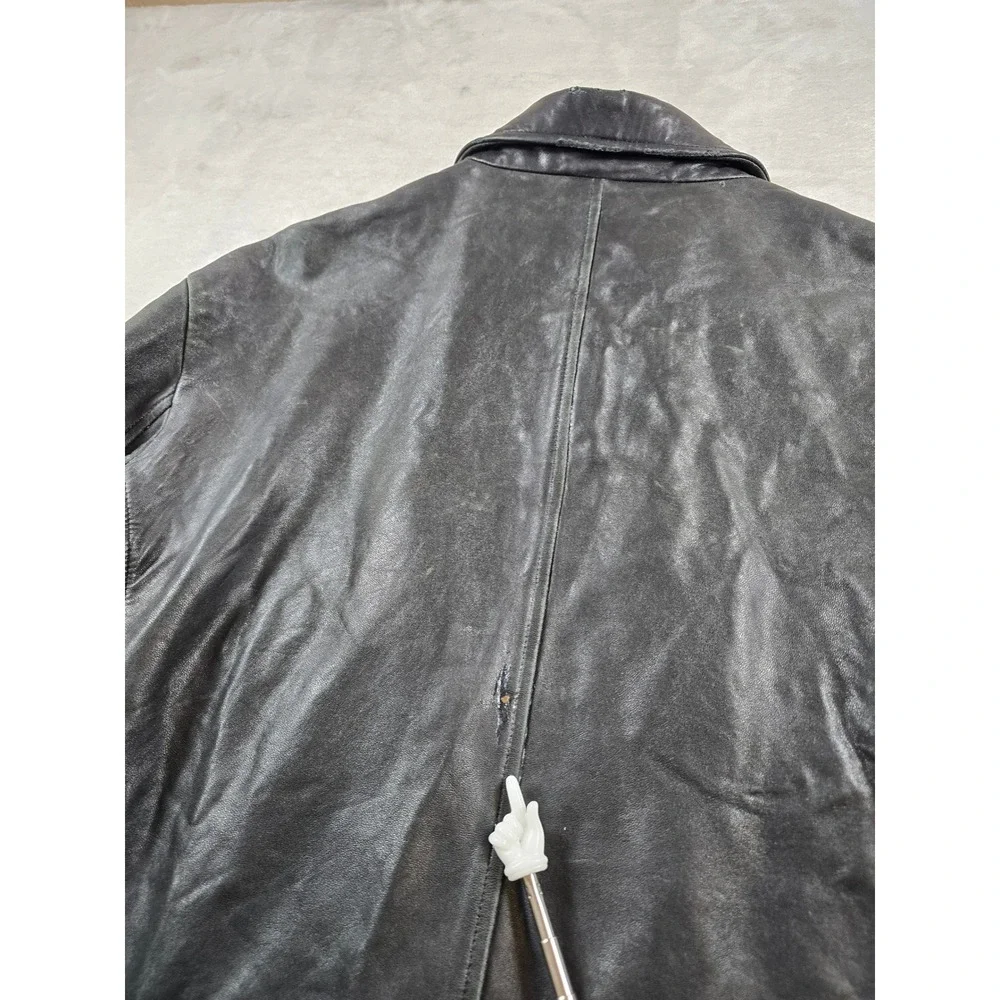 Banana Republic Leather Jacket Mens Large Black Distressed Well Worn Vintage